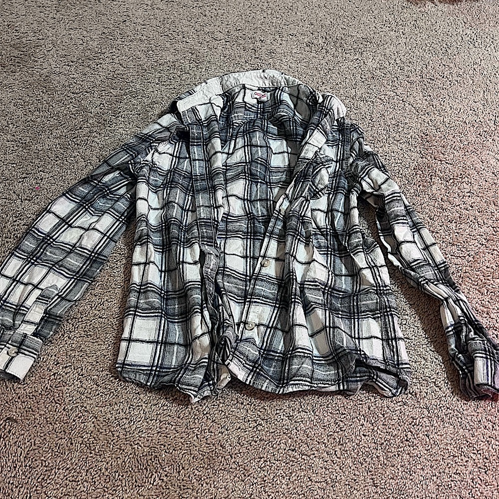 Plaid Black & White Button Up Jacket For Kids